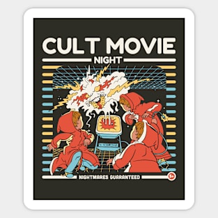 Cult Movie Night Funny Retro Illustration Occult Scary Movie Sticker